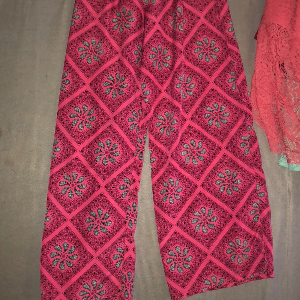 Pink Printed Pajama Pant Girls M-Belle Du Jour
